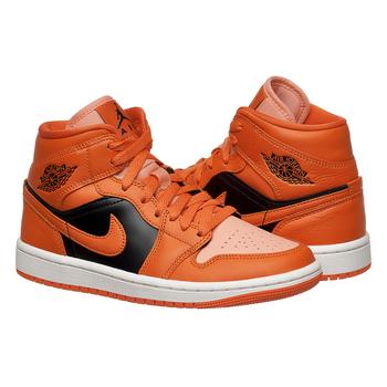 Фото Кроссовки женские Nike Jordan 1 Mid Orange Black (DM3381-600)