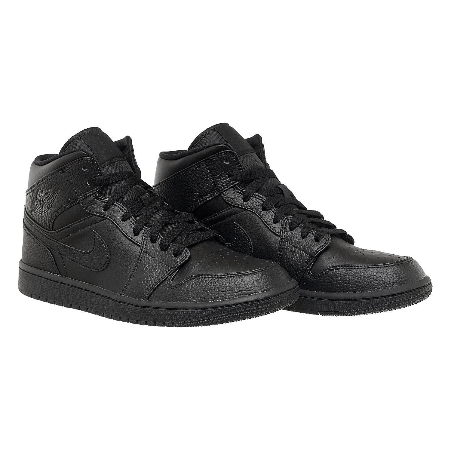 Кроссовки мужские Nike Jordan 1 Mid Triple Black (554724-091) - фото 5