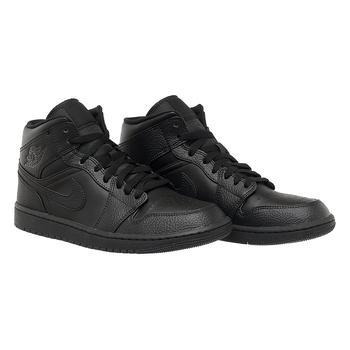 Фото Кроссовки мужские Nike Jordan 1 Mid Triple Black (554724-091)